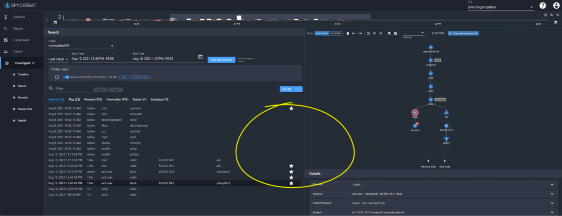 Using Spyderbat’s Causal Tree for Fast Investigations